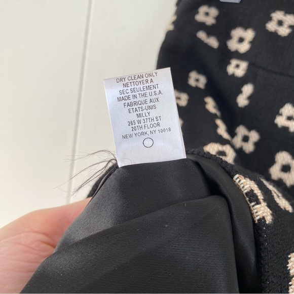 Milly Of New York Wool Blend Mini Skirt Floral Print Black Beige Size 4 Lined - Picture 7 of 11
